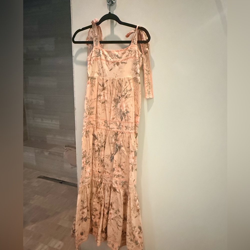 Floral Tie-Shoulder Maxi Dress in Blush